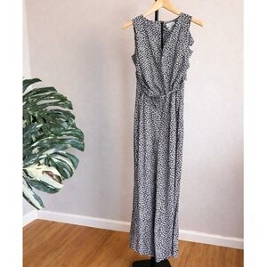 Vintage One Piece Sleeveless Vested Floral Wide Leg Jumpsuit Romper Size Small